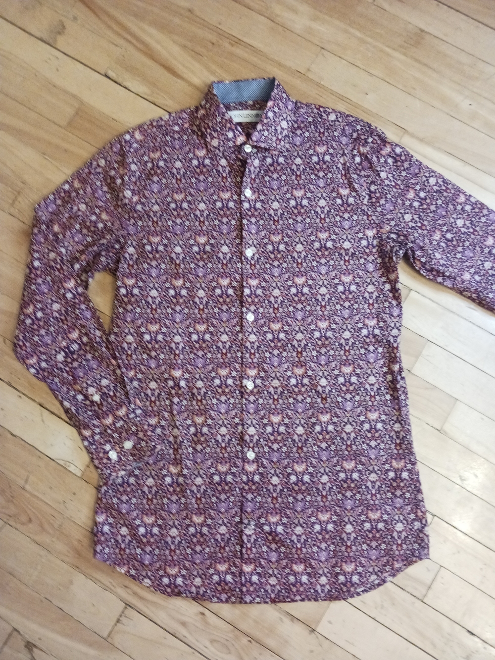 John Lennon by English Laundry Men's Floral Purple Long-Sleeve Button-Down S